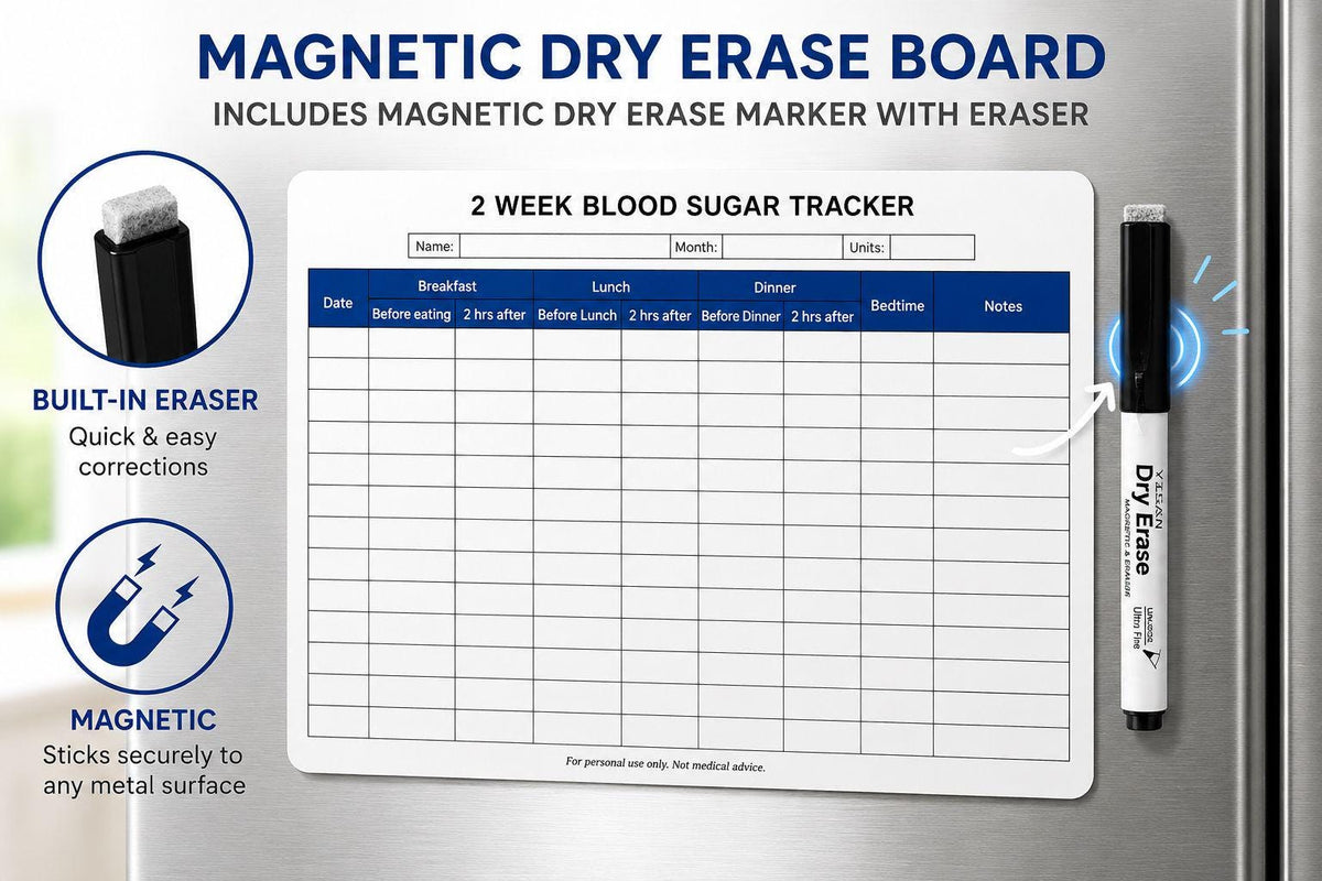 Magnetic Dry Erase Health Tracker Board-Reusable Daily Medication Log