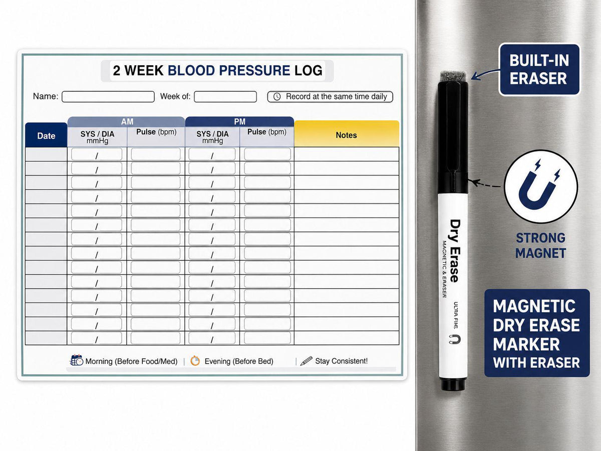 Magnetic Dry Erase Health Tracker Board-Reusable Daily Medication Log